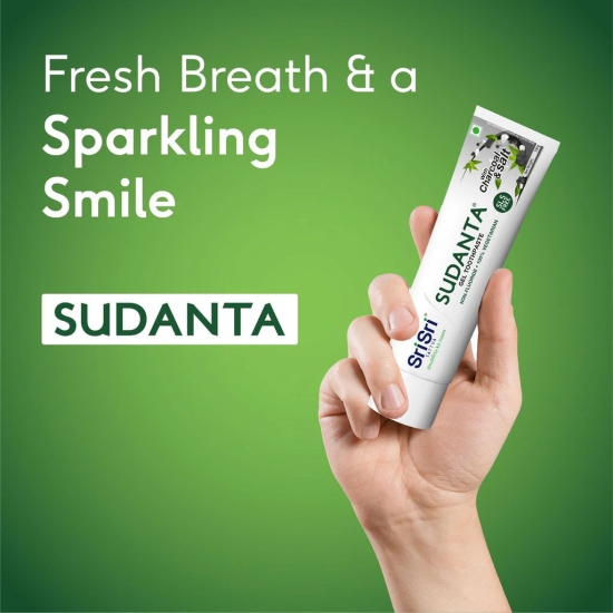 Sri Sri Tattva Sudanta Gel Toothpaste - With Charcoal & Salt. SLS Free. Non - Fluoride - 100% Vegetarian, 100g