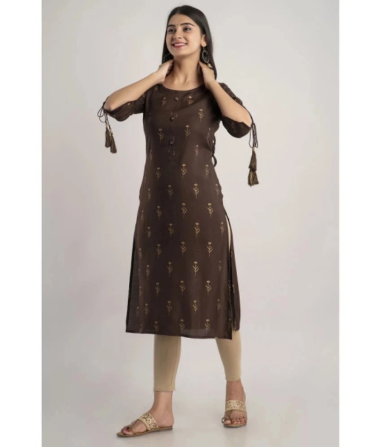 MAUKA - Brown Rayon Womens Straight Kurti ( Pack of 1 ) - None