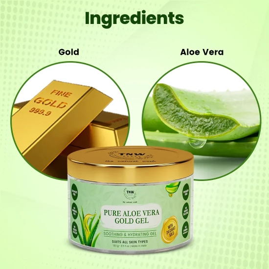 Pure Aloe Vera Gold Gel (With 90% Aloe Vera & 24 Carat Gold Leaves)