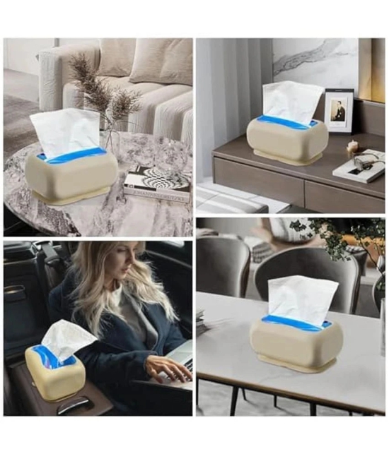 DMDENT Silicone Tissue Box Strong Suction Cup Tissue Paper Box Desk Tissue Box Wall Mount Tissue Box Under Desk Space Saving Under Desk Tissue Paper Box for Dressing Table, Desk, Office