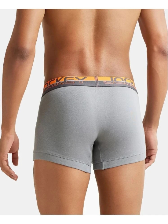 Jockey FP03 Men Super Combed Cotton Rib Solid Trunk with Ultrasoft Waistband - Monument - None