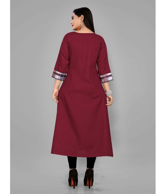 RIAANA - Maroon Cotton Blend Women's Front Slit Kurti ( Pack of 1 ) - None