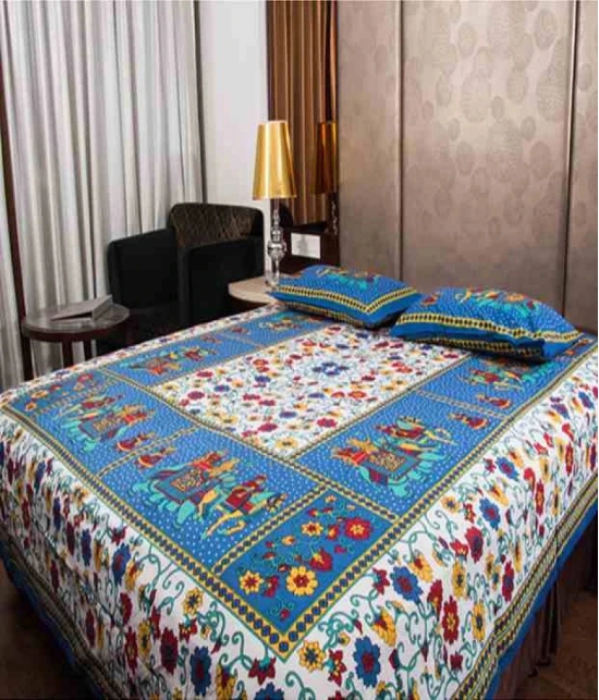 UniqChoice MuliColoured Jaipuri Printed Cotton 3 Double Bed Sheet Combo With 6 Pillow Cover