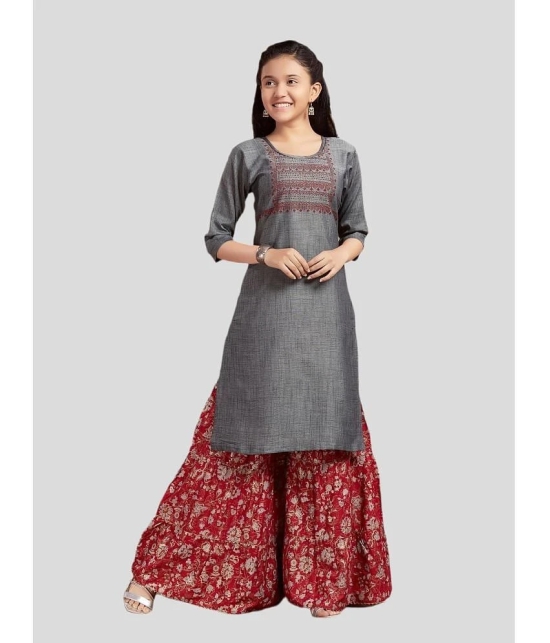 Aarika Grey Cotton Girls Kurta and Sharara Set ( Pack of 1 ) - None