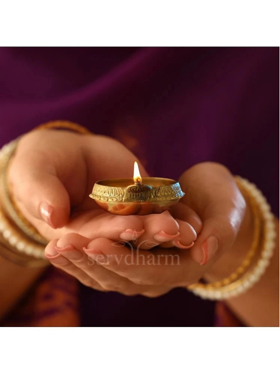 ServDharm Diya 2 Kuber Brass Diya ( Pack of 2 )