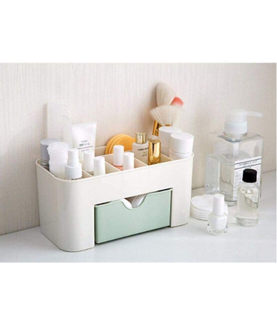 KP Mart Multi Functional Makeup Storage Box with Holder Dust Proof Cosmetic Organizer Water Proof Box for Desktop Bathroom, Dresser, Vanity and Countertop Cosmetic Box Plastic - Multicolor