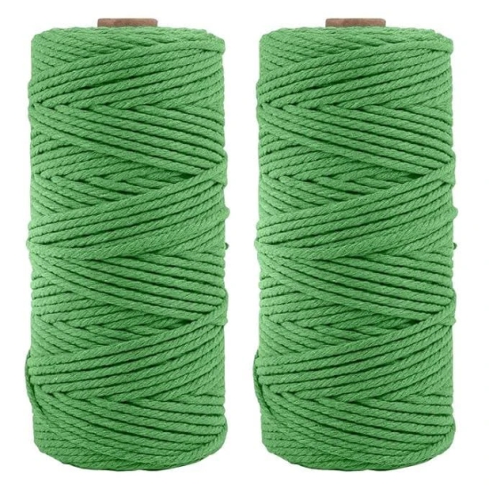 ecofynd 100 Meters Peach Colour Cotton Cord | Craft Making, Natural Thread Rope for Handmade Plant Hanger (Green)