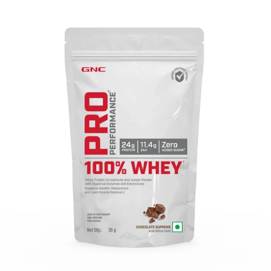 GNC Pro Performance 100% Whey Protein Sachets 35gm (Pack of 2) Strawberry Kesar Pista