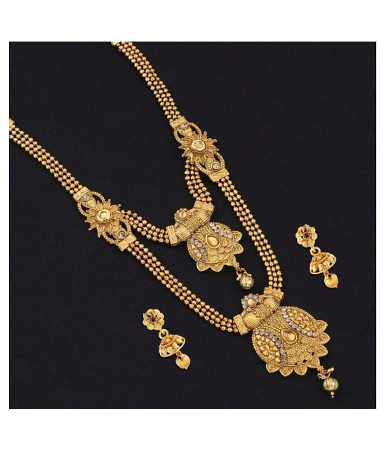 Silver Shine Alloy Golden Choker Traditional Gold Plated Necklaces Set - Golden