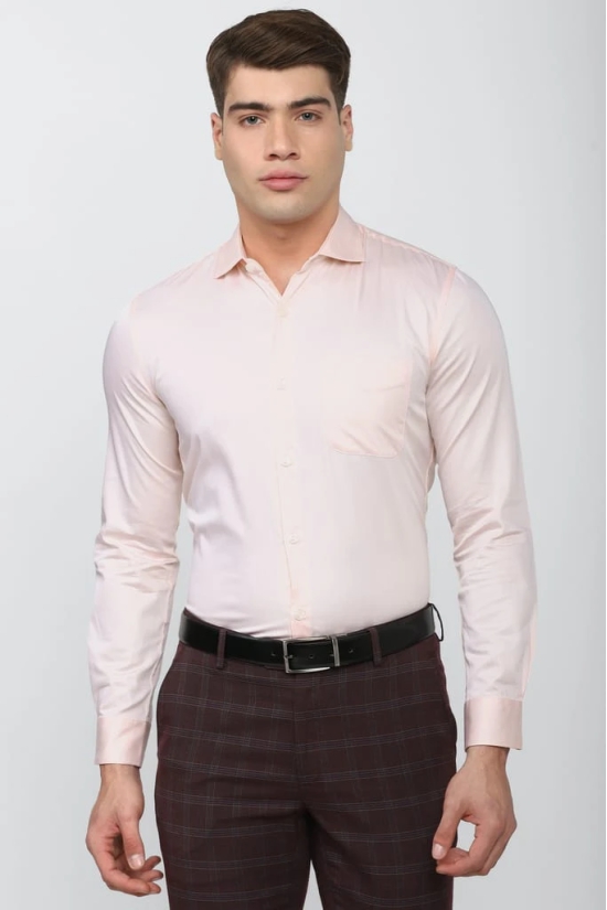 Men Pink Slim Fit Formal Full Sleeves Formal Shirt