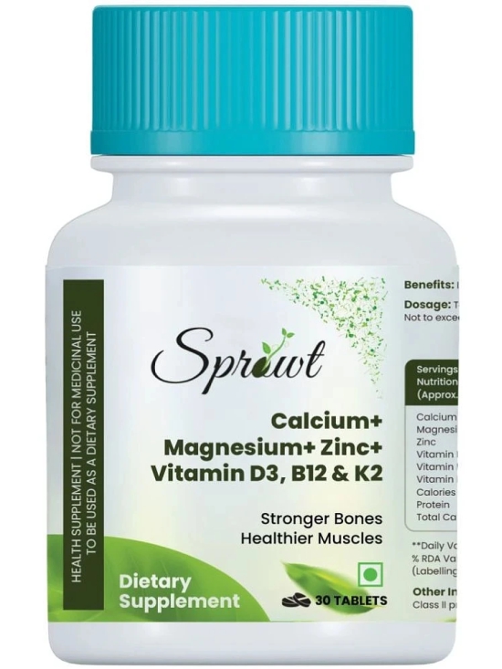 Sprowt Calcium Magnesium Zinc Vitamin D3, B12 & K- Vegetarian Tablets 1 no.s Minerals Tablets