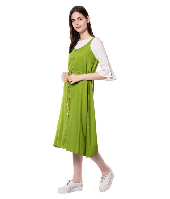 GOD BLESS - Green Rayon Womens Double Layered Kurti ( Pack of 1 ) - XS