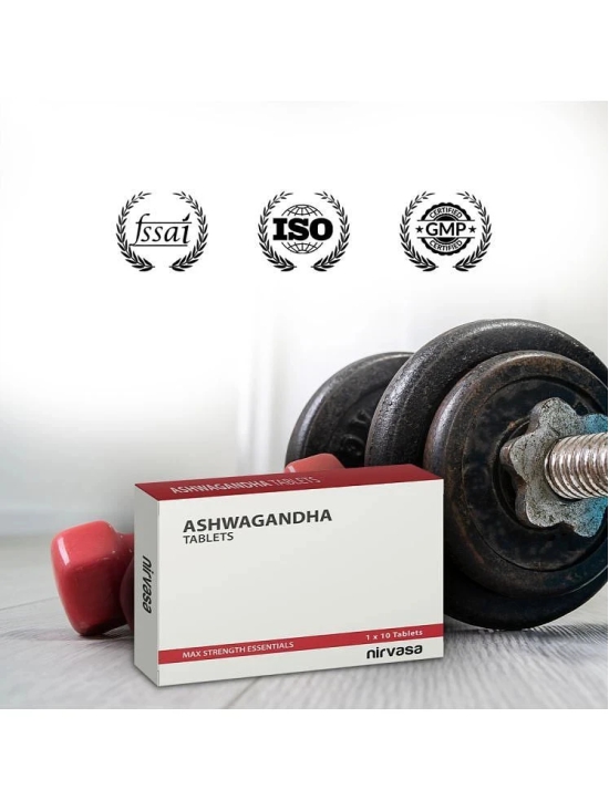 Nirvasa Ashwagandha Tablets for Men & Women (250 mg) with Natural Ashwagandha Extract (10:1) | For Immunity, General Wellness & Improves Muscles Strength - 1 X 10  Tablets