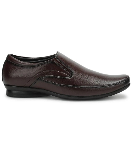 UrbanMark Men Comfortable Square-Toe Faux Leather Slip On Formal Shoes- Brown - None