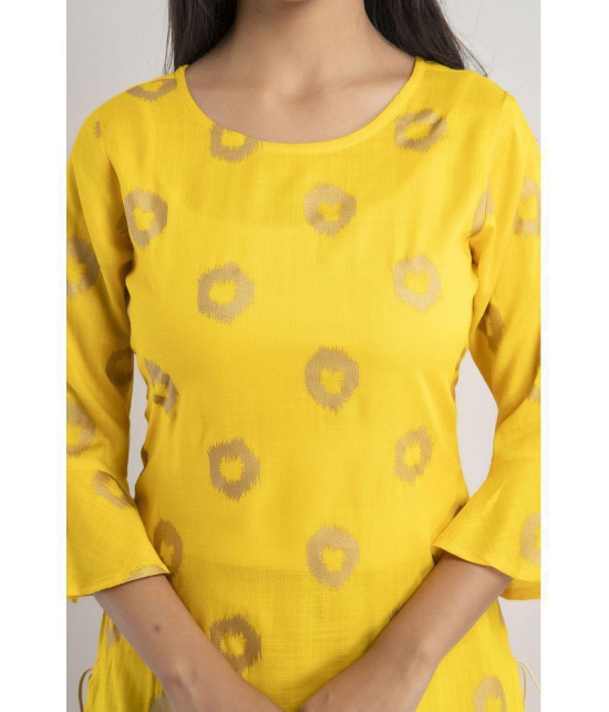 MAUKA - Yellow Rayon Women's Straight Kurti ( Pack of 1 ) - None