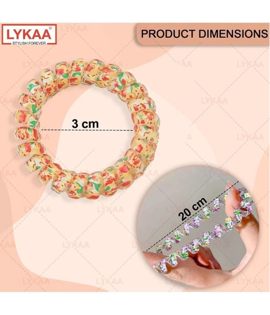 Lykaa Spiral Hair Ties For Thick Hair, Hair Coils Waterproof Ponytail Holders - 5 Pcs (Multicolor) - Multi