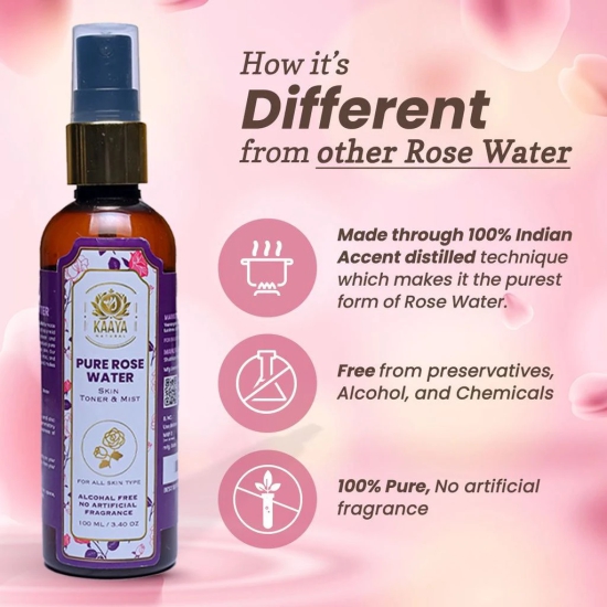 Kaaya Natural Pure Rose Water Toner & Mist 100 ml (BUY 1 GET 1 FREE)