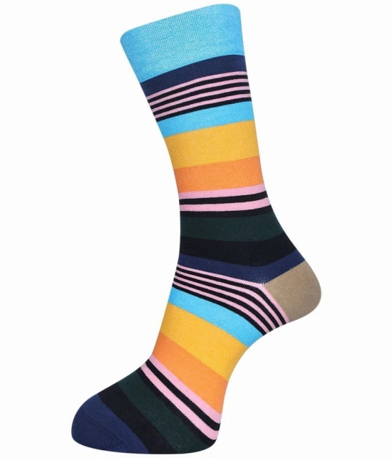 Dollar - Cotton Mens Striped Blue Full Length Socks ( Pack of 5 ) - Blue