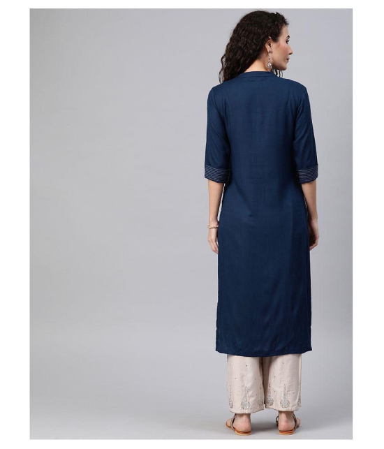 Alena Navy Rayon Straight Kurti - XXL