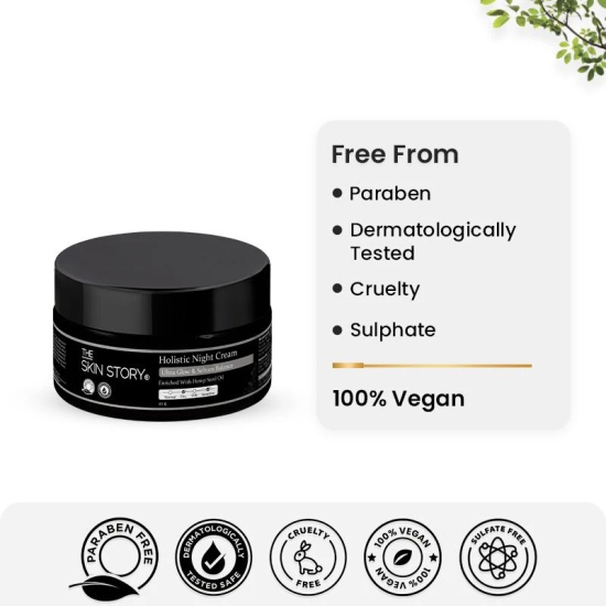 Holistic Hemp Moisturizing Night Cream With Niacinamide For Sebum Control, Dark Spots (45 GM)