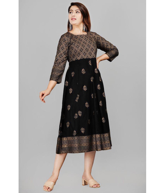 Smien - Black Rayon Womens Anarkali Kurti ( Pack of 1 ) - None