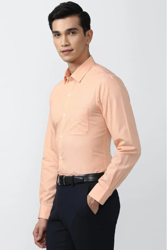 Men Peach Slim Fit Formal Full Sleeves Formal Shirt