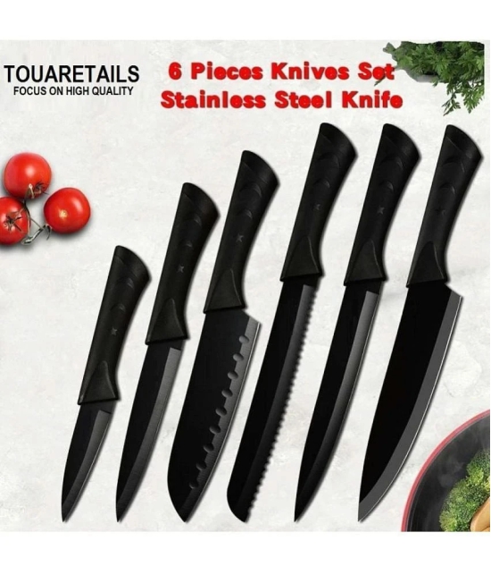 GKBOSS - Black Stainless Steel Chef Knife ( Pack of 6 ) - Black