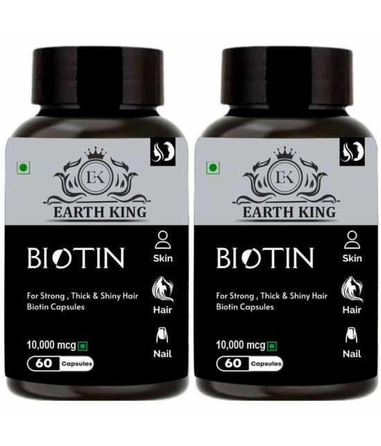 EARTH KING Biotin Capsule for Hair Growth & Hair Care Capsule, 60 Capsules Each (Pack of 2)