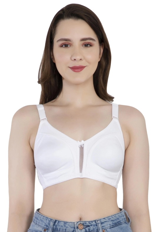 LacyLuxe Women Wirefree Seamless Non Padded Full Coverage Bra-38B / White / Cotton Spandex