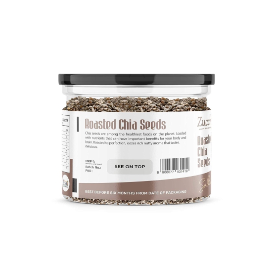 Zucchero Roasted Chia Seed, Lightly Salted, 200g - Tiny Powerhouse | Omega-3 | Weight-loss _ Dry Roasting | Oil-Free| Slow baked Seeds