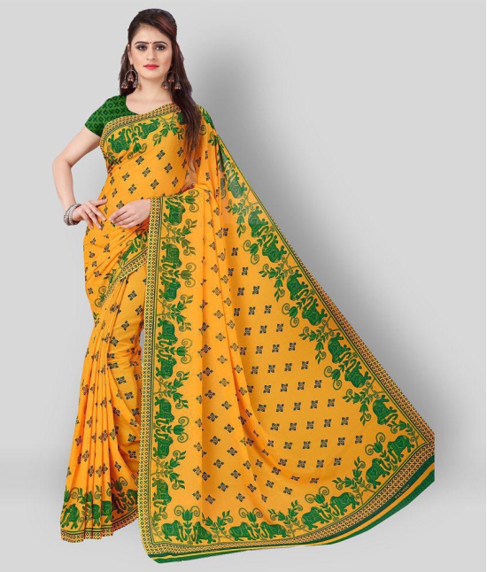 Anand Sarees - Yellow Georgette Saree With Blouse Piece (Pack of 1)