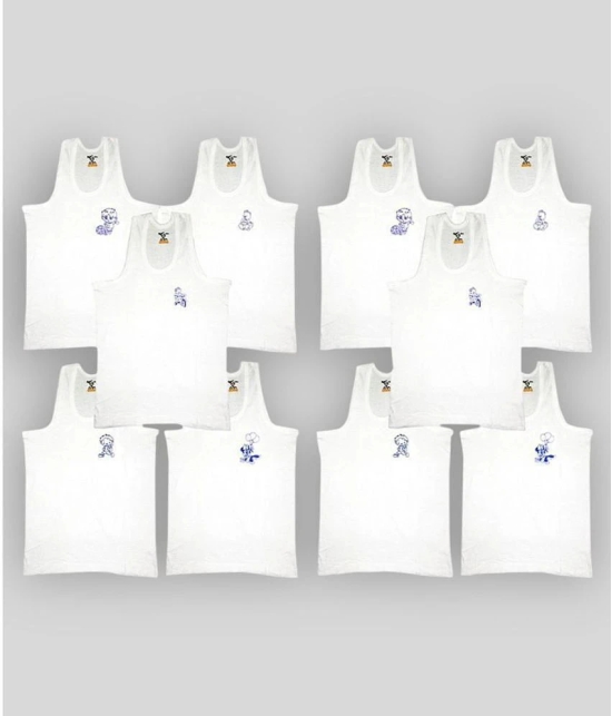 HAP White Cotton Solid Boys Vest ( Pack of 10 ) - None