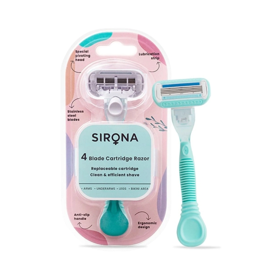 Sirona 4 Blade Body Razor for Women with Replacable Cartridge - 1 Hair Removal Razor-Sirona 4 Blade Body Razor for Women with Replacable Cartridge - 1 Hair Removal Razor