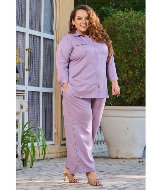 PrettyPlus by Desinoor.com Lavender Solid Palazzo Top Set - None