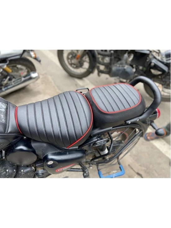 All New Classic 350/ RE Reborn Classic Stripes Seat Cover Leather Finish Water Resistant (Black with Red Piping) AFTER 2021