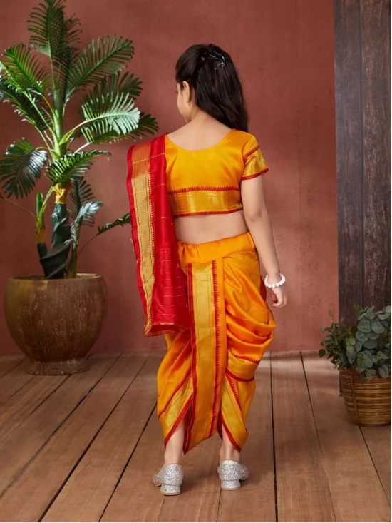 Aarika - Yellow Silk Girls Saree ( Pack of 1 ) - None