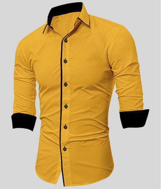 Life Roads - Yellow Cotton Slim Fit Men's Casual Shirt (Pack of 1 ) - None