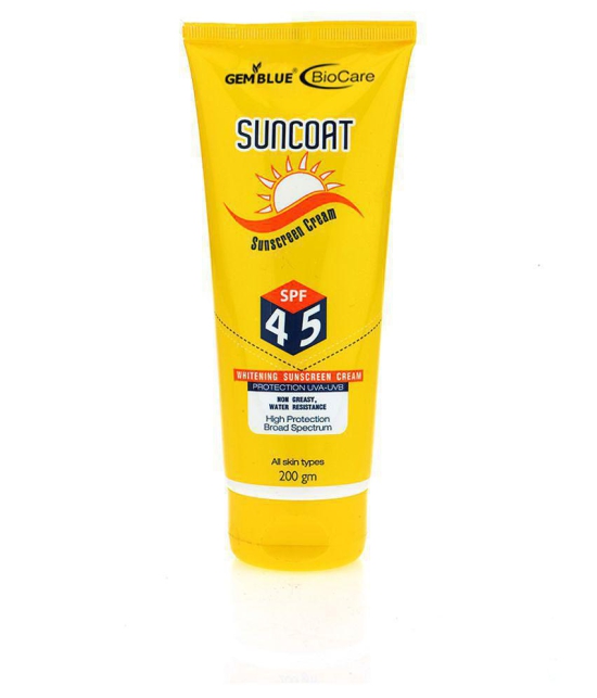 gemblue biocare Suncoat   Sunscreen Cream SPF 45 PA++ Medium 200 mL Pack of 2