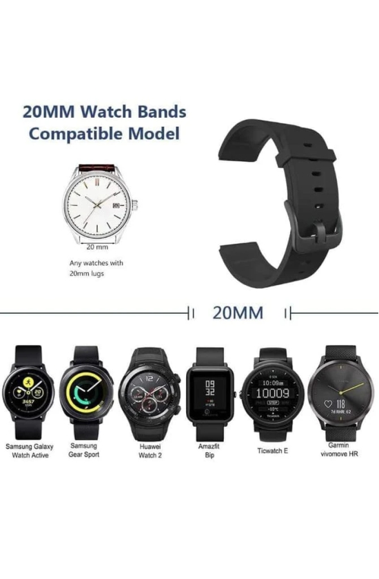 Exelent 20mm Strap Compatible with Amazfit GTS 2 Mini, Amazfit Bip/Bip U/Pro/Lite, Bip S, Amazfit GTS/ 2/2e, Amazfit GTR, Samsung Galaxy Watch 4/ Watch 5(20MM)