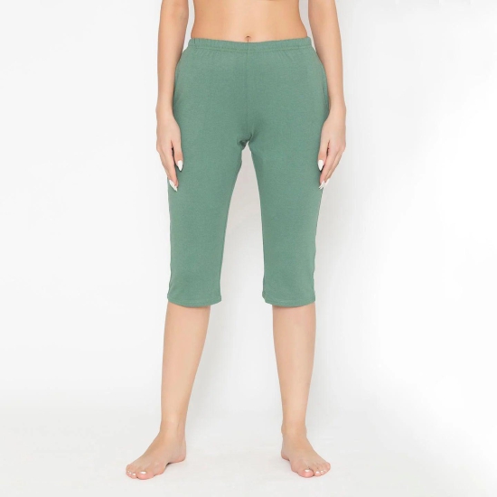 Women's Plain Knitted Capri - Green Myrtle L