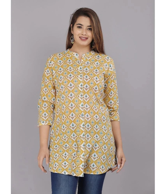 HIGHLIGHT FASHION EXPORT - Yellow Cotton Flex Womens Straight Kurti ( Pack of 1 ) - None