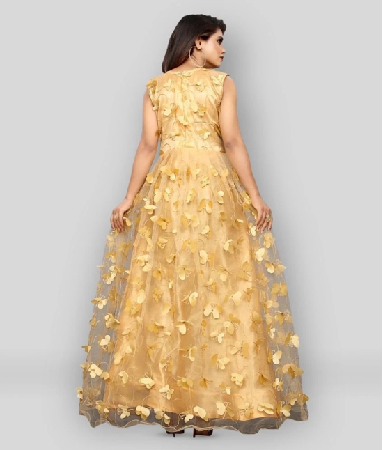 Apnisha - Gold Flared Net Womens Stitched Ethnic Gown ( Pack of 1 ) - Free Size