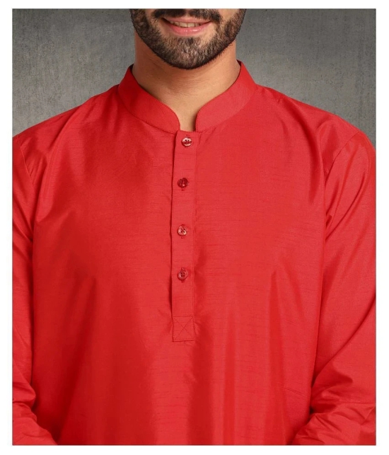 Hangup Red Silk Kurta Single - None