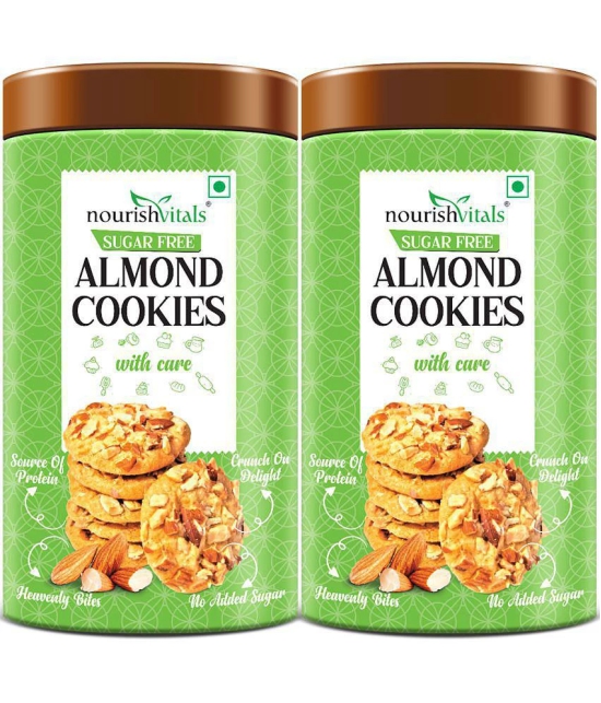 NourishVitals Almond Sugar Free Cookies, Heavenly Bites, Source of Protein, Crunchy Delights, Genius Snack, No Added Sugar, 120g x Pack Of 2