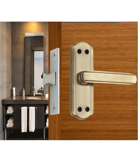 Onmax Steel 5 Inch 2 Pairs Bathroom Door Handle Only with Antique Brass Finish Keyless | Bathroom Handle Pack of 2 Pairs with All Screw (S701BABW)