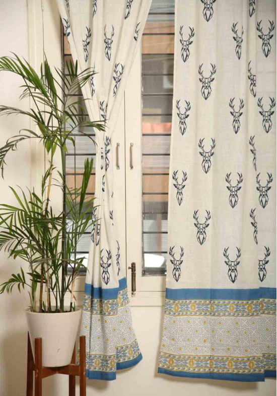 Muscari Hand Block Print Curtain-7.5 ft