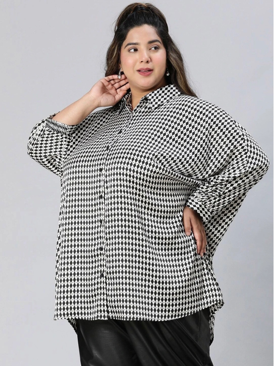 Oxolloxo Plus Size Relaxed Boxy Gingham Checked Casual Shirt