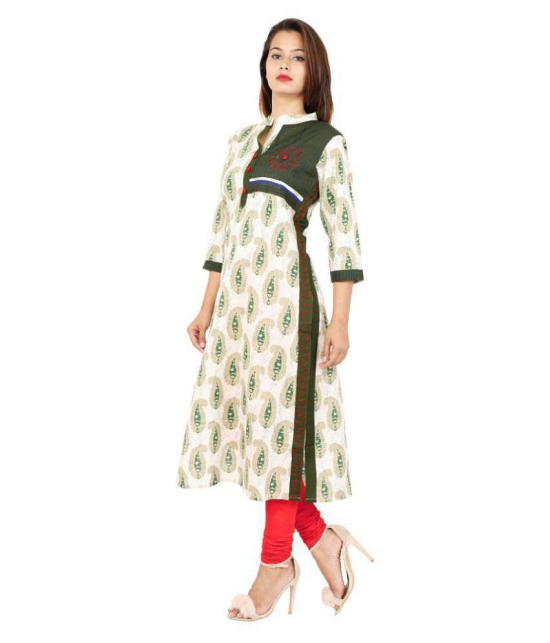 Rangun - Green Cotton Blend Women's Straight Kurti - M