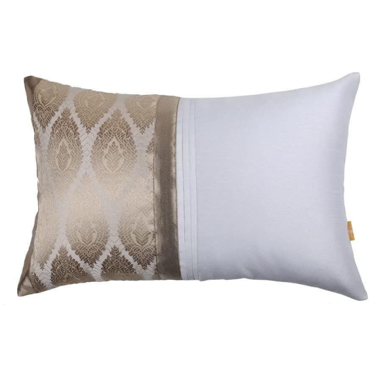 Set of 3 pcs White & Beige Brocade cushion cover 12