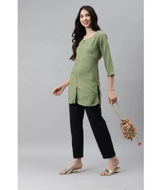 JC4U - Green Rayon Womens Straight Kurti - XL